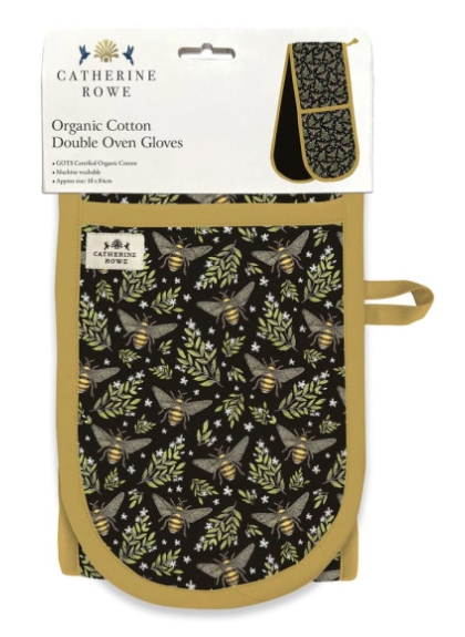 Honey Bees Organic Cotton Double Oven Gloves