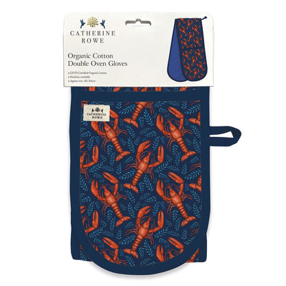 Lobsters Organic Cotton Double Oven Gloves